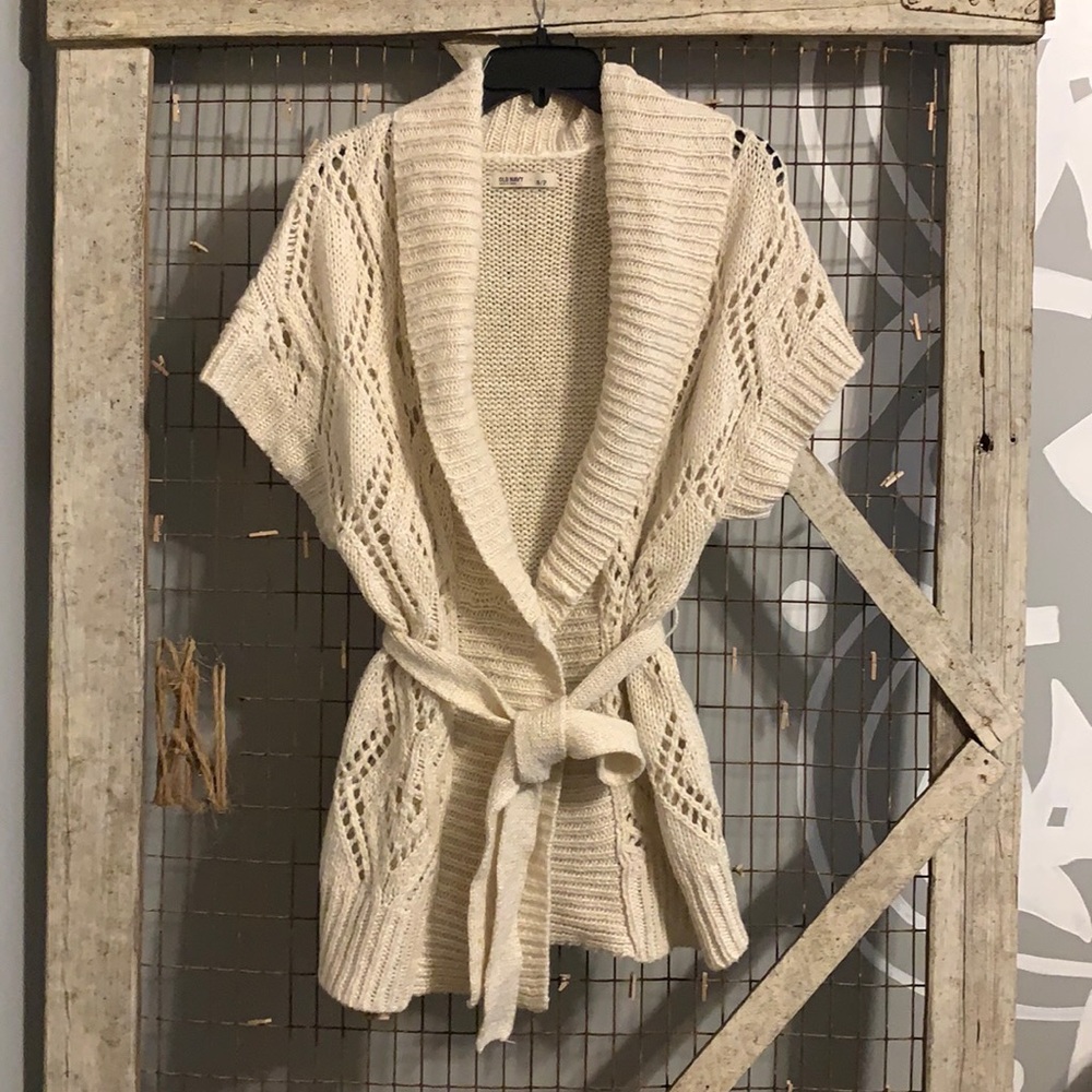 Old navy ivory with touch of gold cardigan sweater small